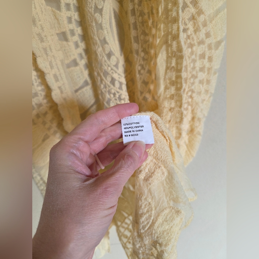 Butter Yellow Boho Lace Kimono Bohemian - Picture 3 of 5
